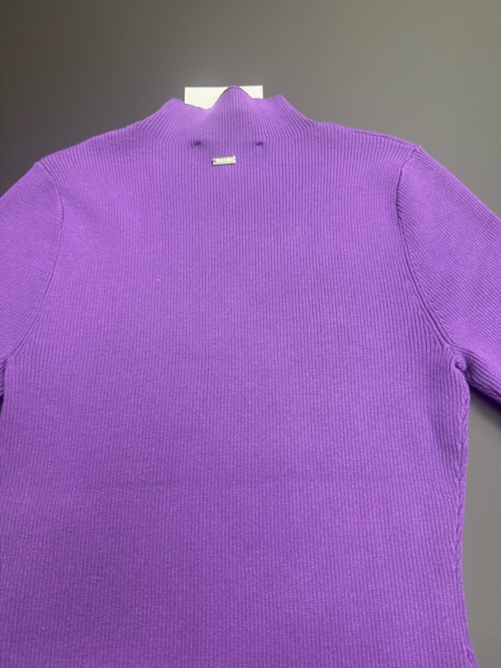 TOCCIN Purple Ribbed Short-Sleeve Bodysuit with Mock Neck 💜